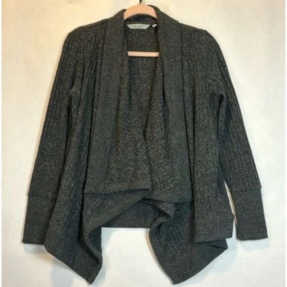 Athleta Tiburon Knit Open Front Cardigan Sweater in Charcoal Size XXS